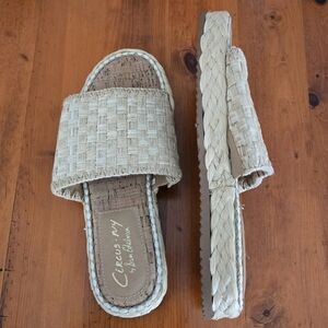 CIRCUS NY SAM EDELMAN Wallis Slide Sandal Woven Weave Braided Beechwood Size 8.5